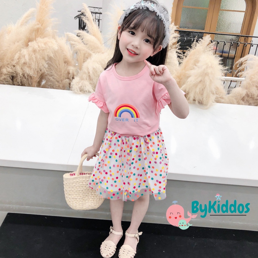 ByKiddos - Dress OVER IT RAINBOW / Baju Dress Anak Perempuan Import / Dress Anak Impor