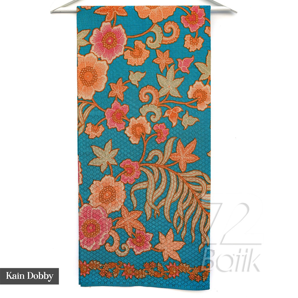 BAHAN BATIK PREMIUM Dobby Dobi Dobbi Dolbi Motif Kembang Warna Biru Orange 723215 Cap 72 Jarik Jarit Samping Kebat Panjang Batik Dobby Modern Premium Bahan Seragam Batik Pernikahan Kantor Keluarga Murah Kamen Jadi Batik Bali Lembaran