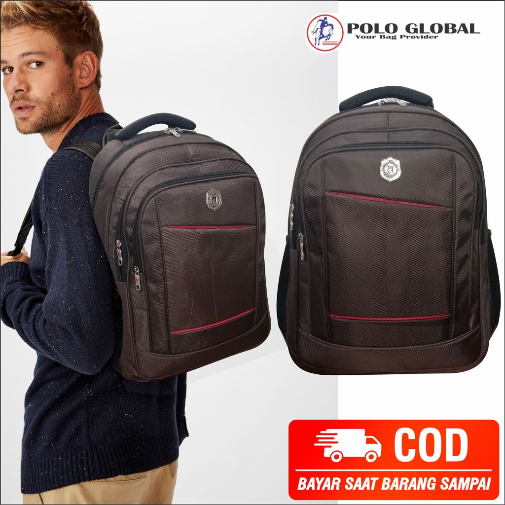 PG 9832 - Tas Ransel Laptop Bagpack Pria Wanita Model Polo Ukuran 18 Inch Bahan Tebal waterproof