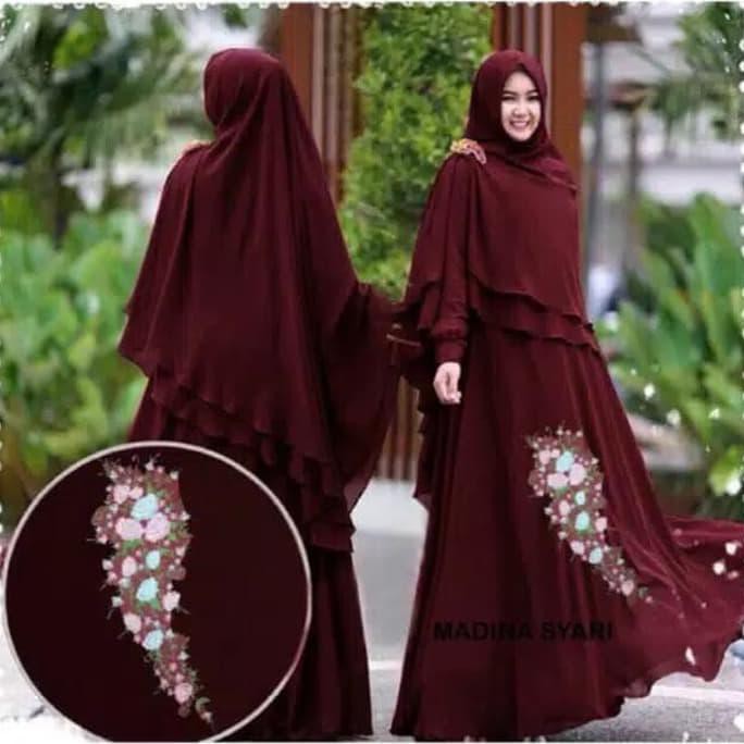 Gamis 2 In 1 Baju Gamis Wanita Terbaru Gamis Syari Kerudung Bergo