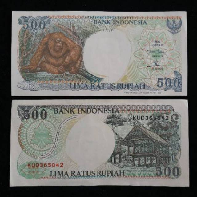 (GRESS) Uang Kuno 500 Rupiah Orang Utan 1992 uang kuno rp.500 kera bukan rp 500 monyet gantung