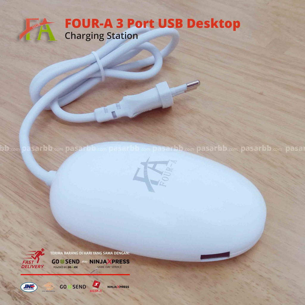 FOUR-A 3 Port USB Hub Charger Desktop Station Universal - Putih