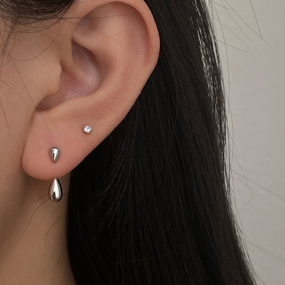 Anting Tusuk Gantung Bahan Metal Warna Gold Desain Bulat Efek Cermin Adjustable Untuk Wanita