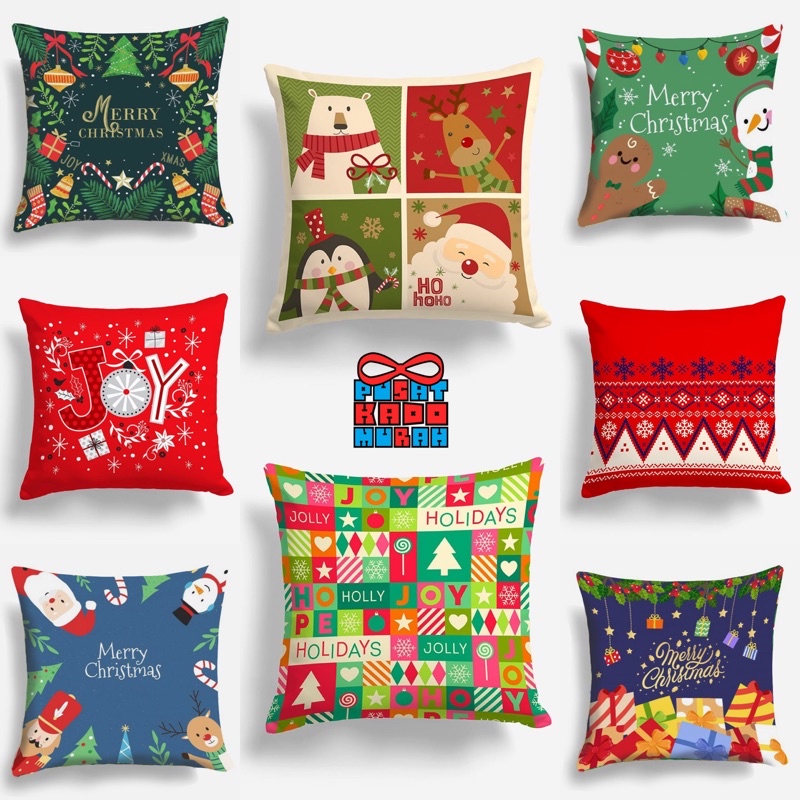 Bantal Sofa Print Motif Edisi Natal Christmas Holiday Season 40x40 cm - Kado Natal / Hadiah Natal / Hampers Natal / Christmas Hampers / Christmas Gift Pusat Kado Murah