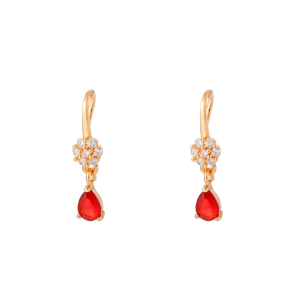 ♥️✅COD✨Anting Tusuk Titanium Wanita Anti Karat Fashion Rubi Permata Aksesoris Hijab Perhiasan Murah D191