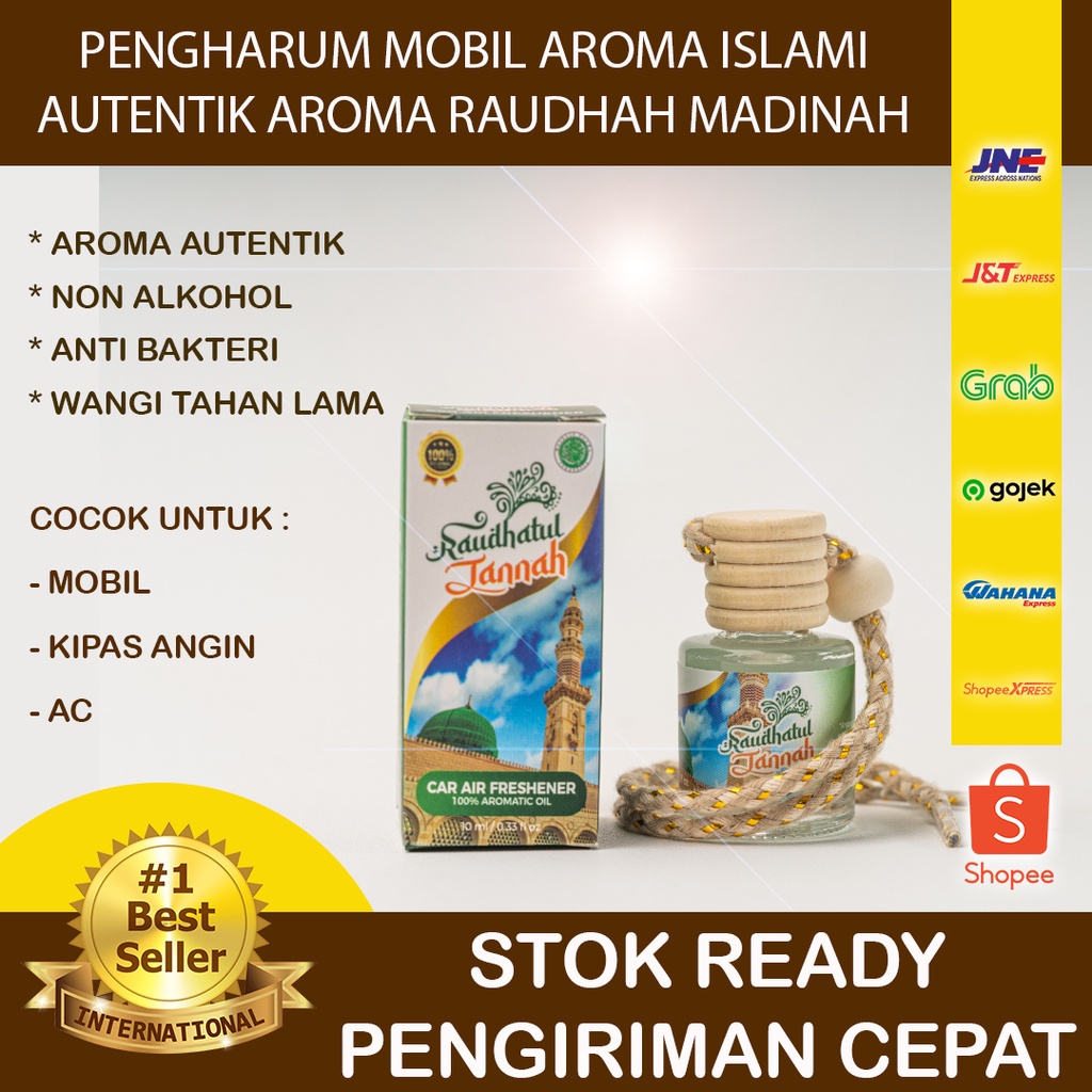 PENGHARUM/PARFUM MOBIL ISLAMI RAUDHATUL JANNAH NON ALKOHOL AROMA AUTENTIK RAUDHAH HALAL