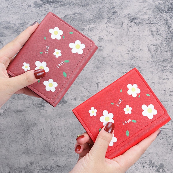 Dompet Lipat Wanita Motif Bunga Love Simple Cantik / Dompet Wanita Korean Import Lucu / TV-101