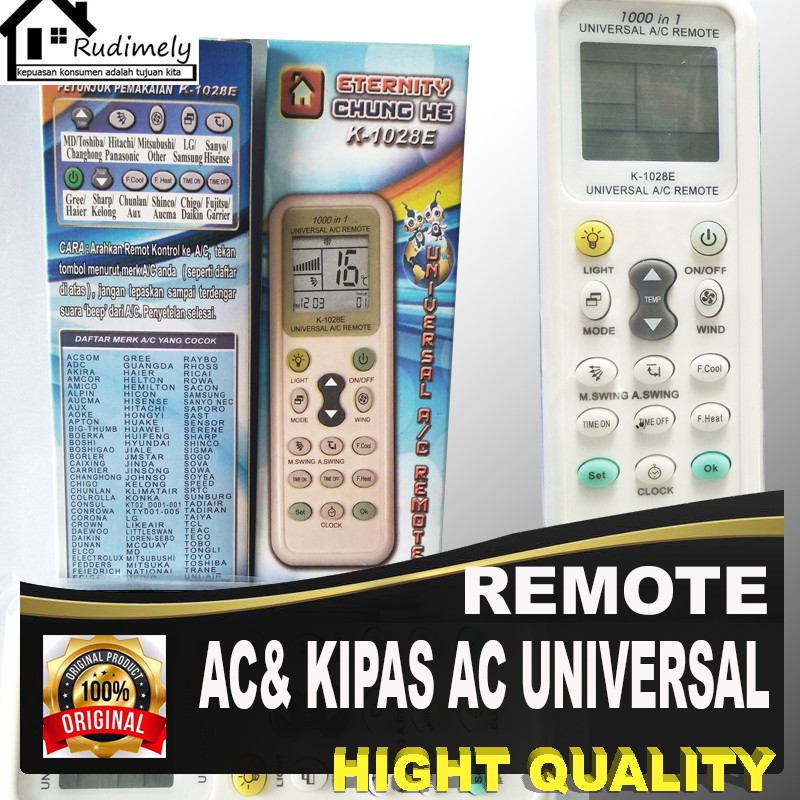 remote/remot universal ac dan kipas angin ac cunghe k1028e