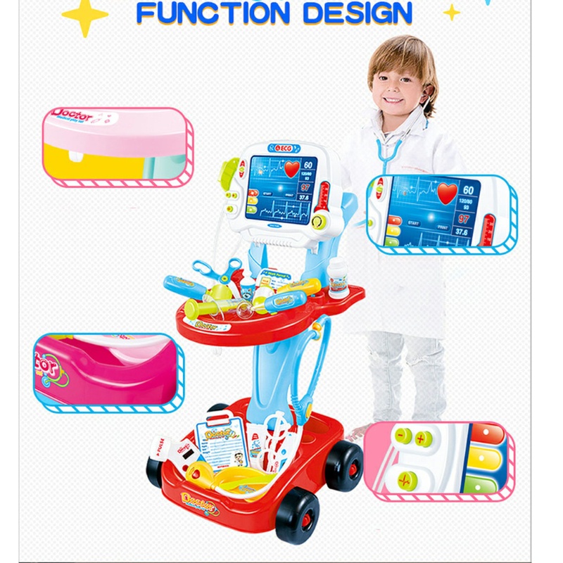 Mary Simulated Medical- for Play Set Kit Keranjang Dokter Multi Fungsi Pretend for Play Mainan Anak Laki-Laki Dan Perempuan