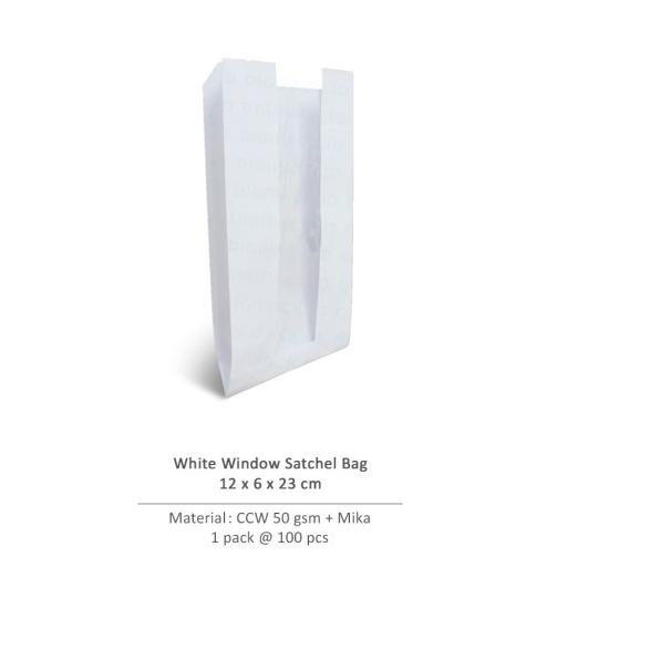 

☎ [Digipack] White Window Satchel Bag 12 x 6 x 23 | Kantong Kertas Roti ➬