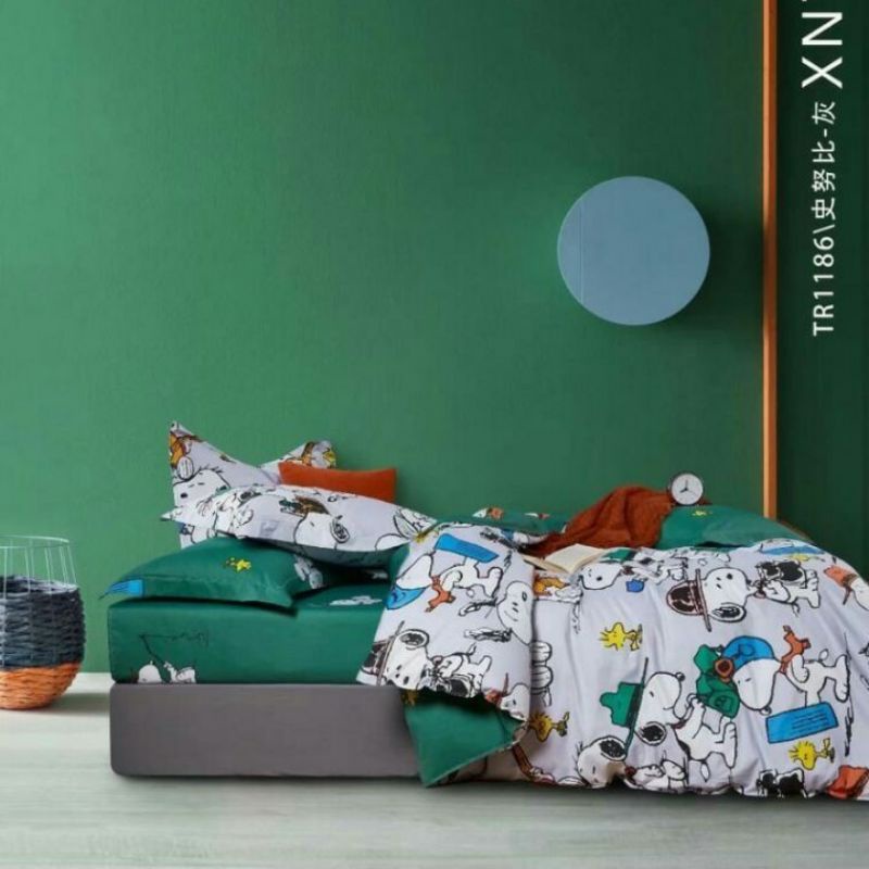 READY Sprei katun jepang ori motif snoopy terbaru uk. 200x200 180x200 160x200 120x200 100x200 t. 25 