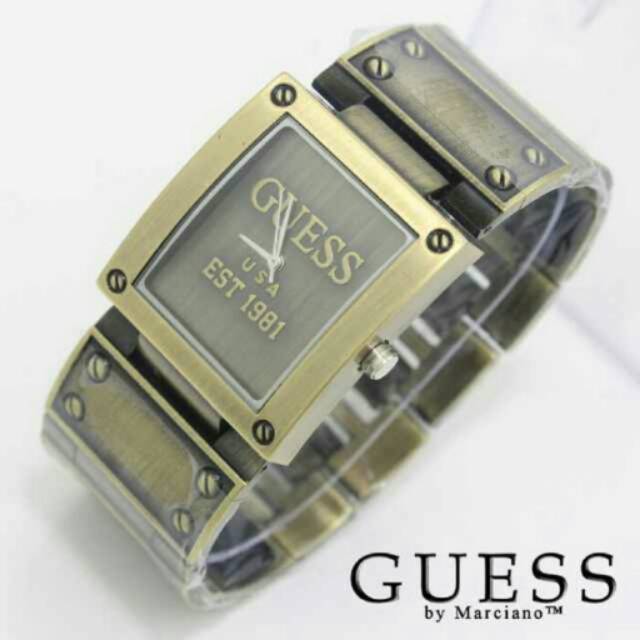 Jam tangan Wanita Guess Kotak Black Gold