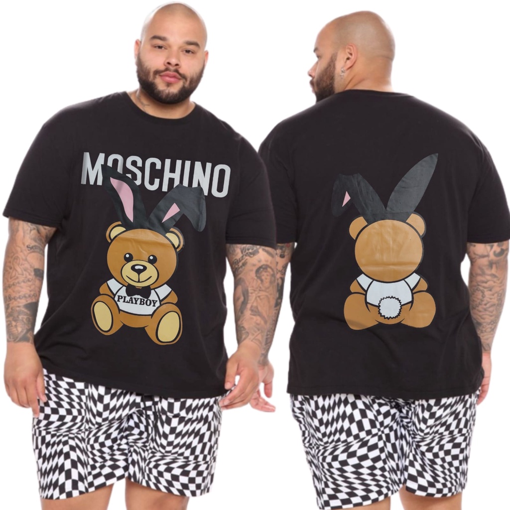 kaos jumbo pria wanita xxl xxxl xxxxl moschino hitam putih lengan pendek terbaru atasan branded paka