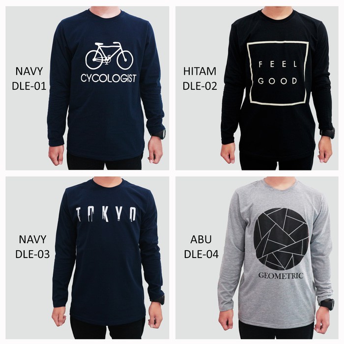 Pakaian kaos Gaul      Kaos Motif Pria Dewasa Lengan Panjang Rib   ash shop