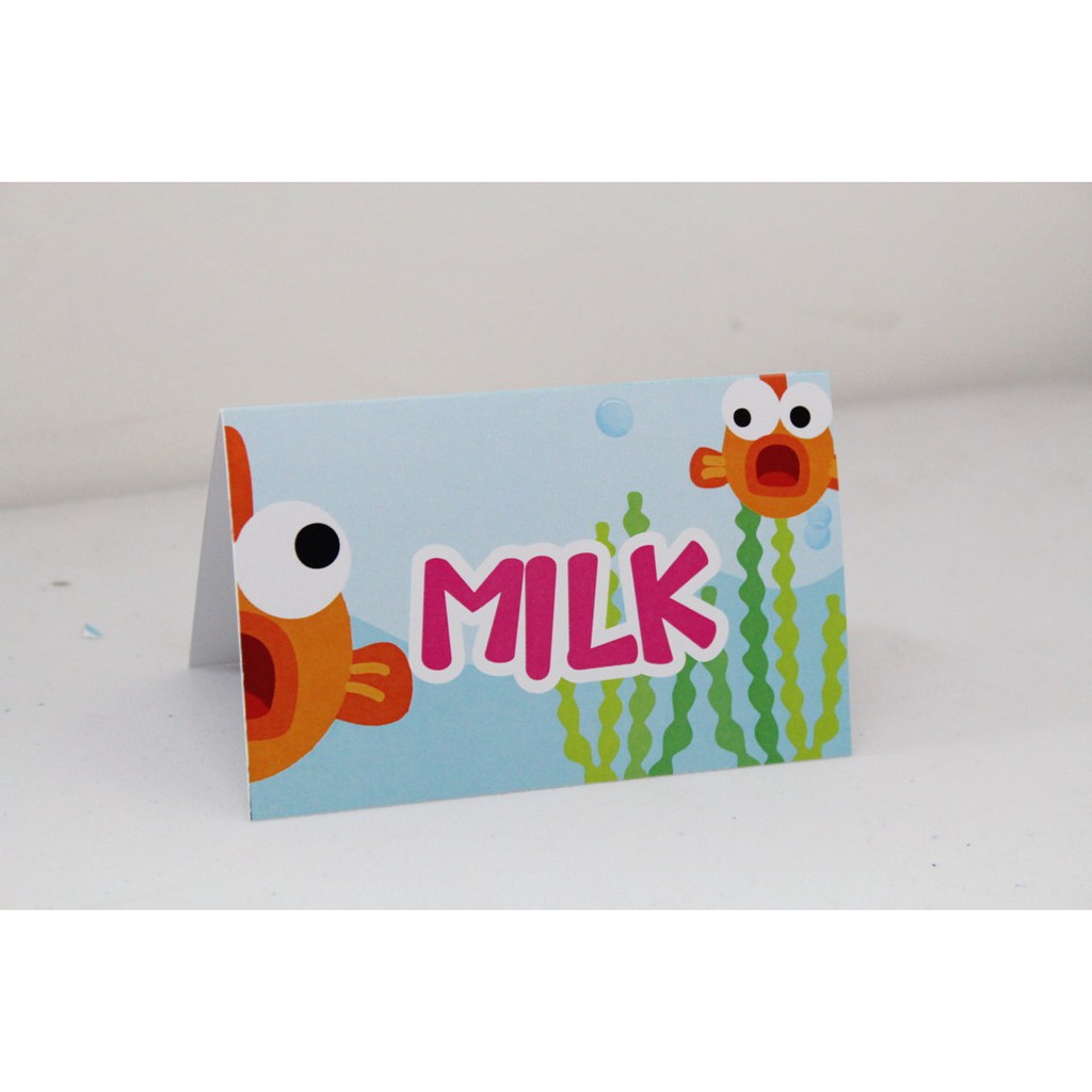 

table taq baby shark / label meja baby shark / label nama untuk makanan custom