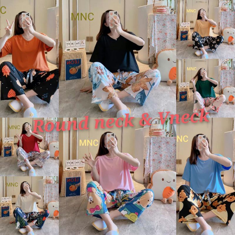 RULIF Baju tidur wanita/ Piyama set wanita Cp import spandek lengan pendek oversize kombi