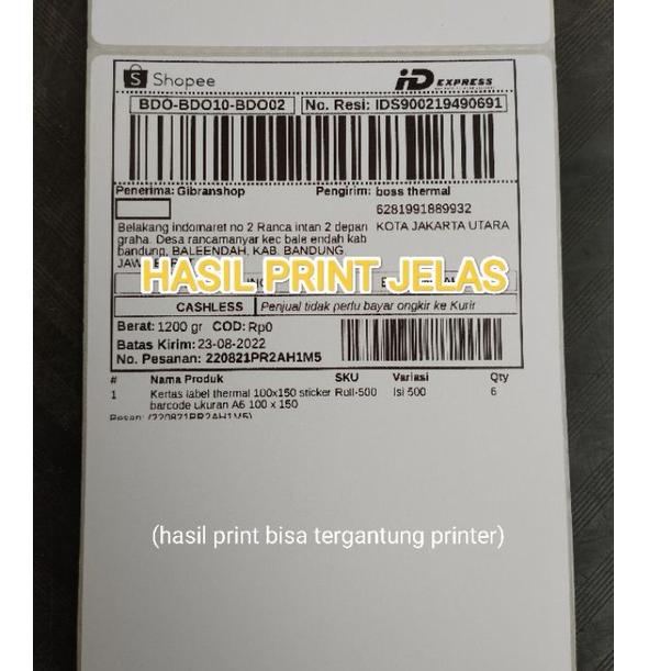 

GROSIRAN MURAH KERTAS STICKER LABEL THERMAL LIPAT 100x150 BARE A6