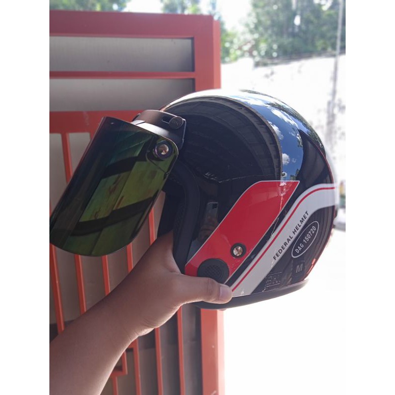 Helm Bogo Retro Dewasa GL Series Full Leher Kaca Datar Sni