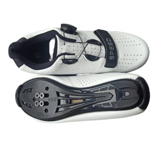 SPEED Sepatu Cleat sepeda Roadbike Road Bike model LOOK SPD - PUTIH DOFF SPEED