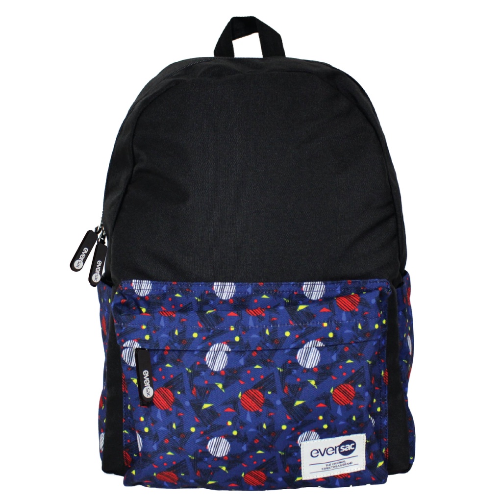 Tas Ransel / Tas Sekolah / Backpack Eversac Black Blue Geomatric
