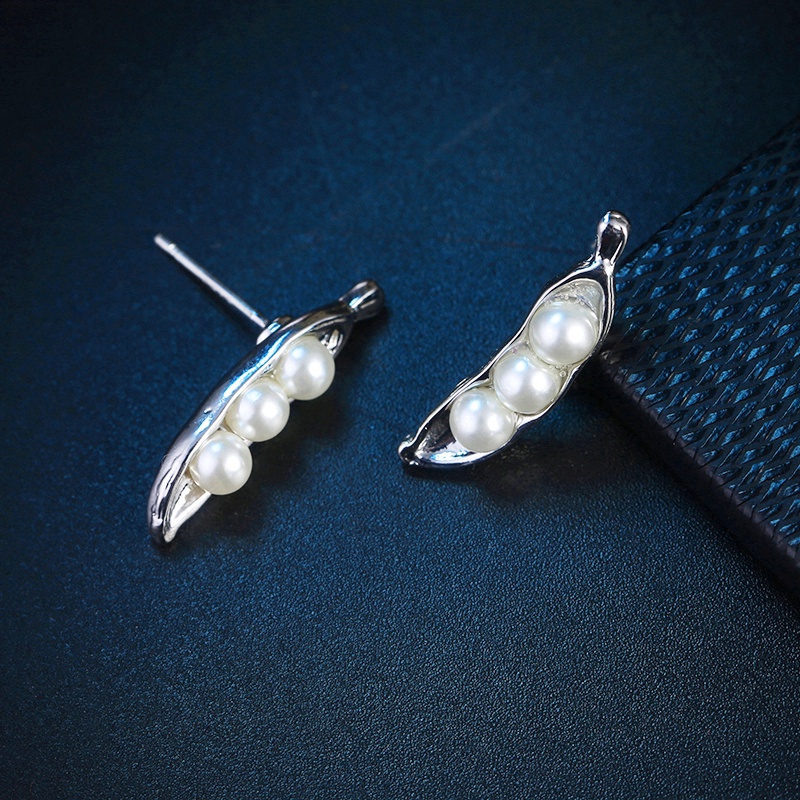 Anting 925 Silver Needle Bentuk Daun Mutiara Gaya Korea Untuk Perempuan