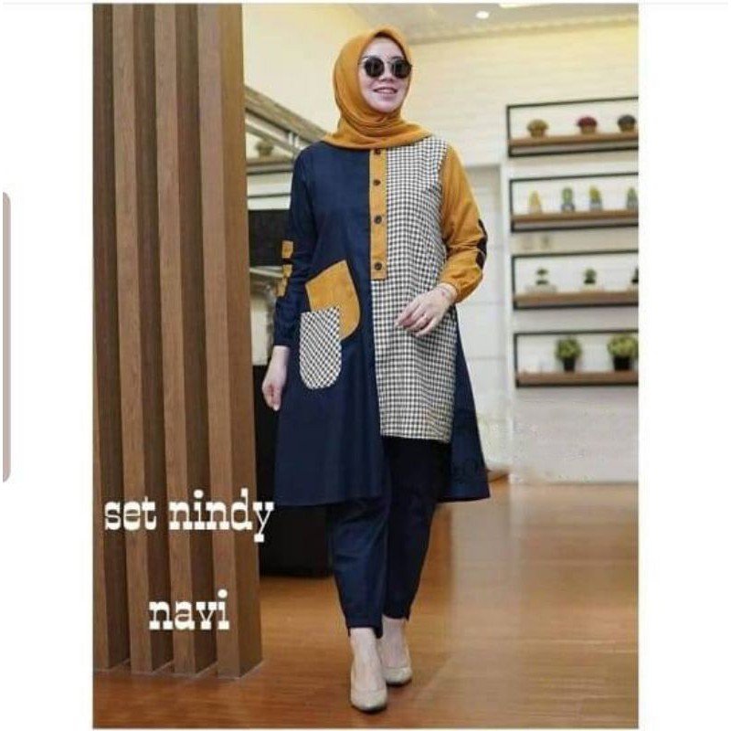 GrosirHasanah / P01Oz Set Nindy / Stelan Tunik+Celana Joger Wanita Fashionable /