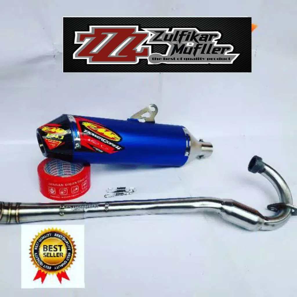 KNALPOT RACING FMF F4 POWER CORE Biru untuk KLX, KLX BF, CRF, D'TRACKER, WR155