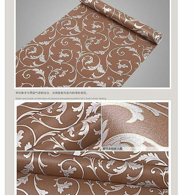 V007 wallpaper sticker ku vintage coklat silver 