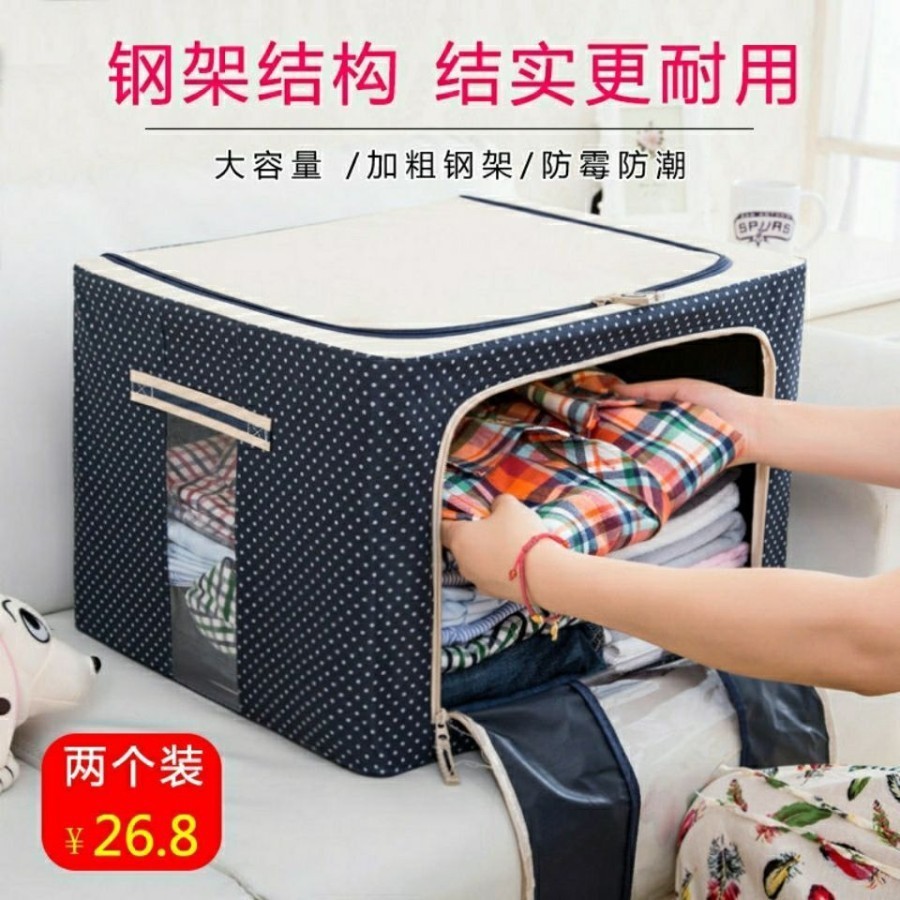 Storage Box Jumbo Rangka Besi - Box Serbaguna Double Zipper Bisa Dilipat