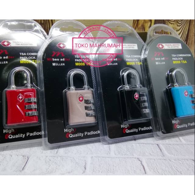 TSA Combination Padlock Muller - M008 / Gembok Tas Koper Pin Angka