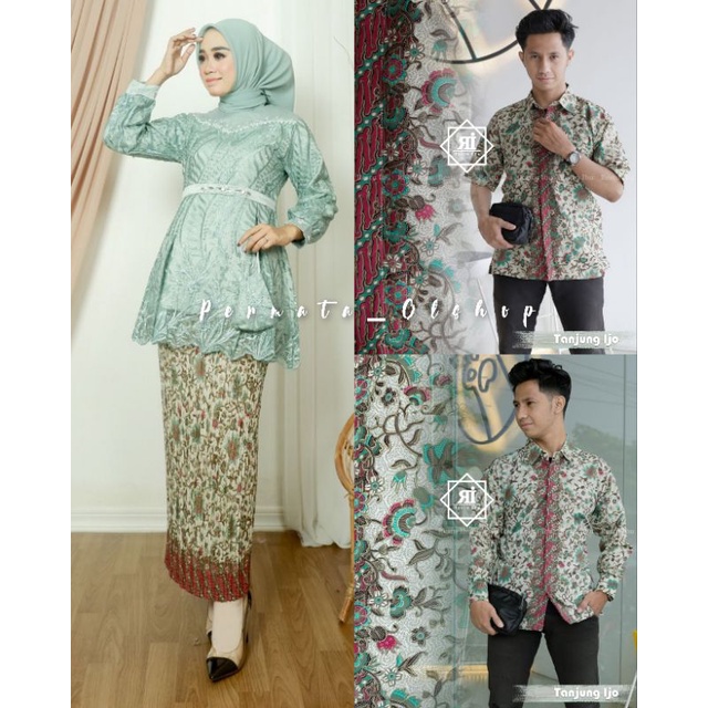 Permata Olshop / Couple Set Kebaya Shahilla dan Kemeja Batik / Kebaya Modern / Kebaya Lamaran / Baju Couple Kebaya Modern