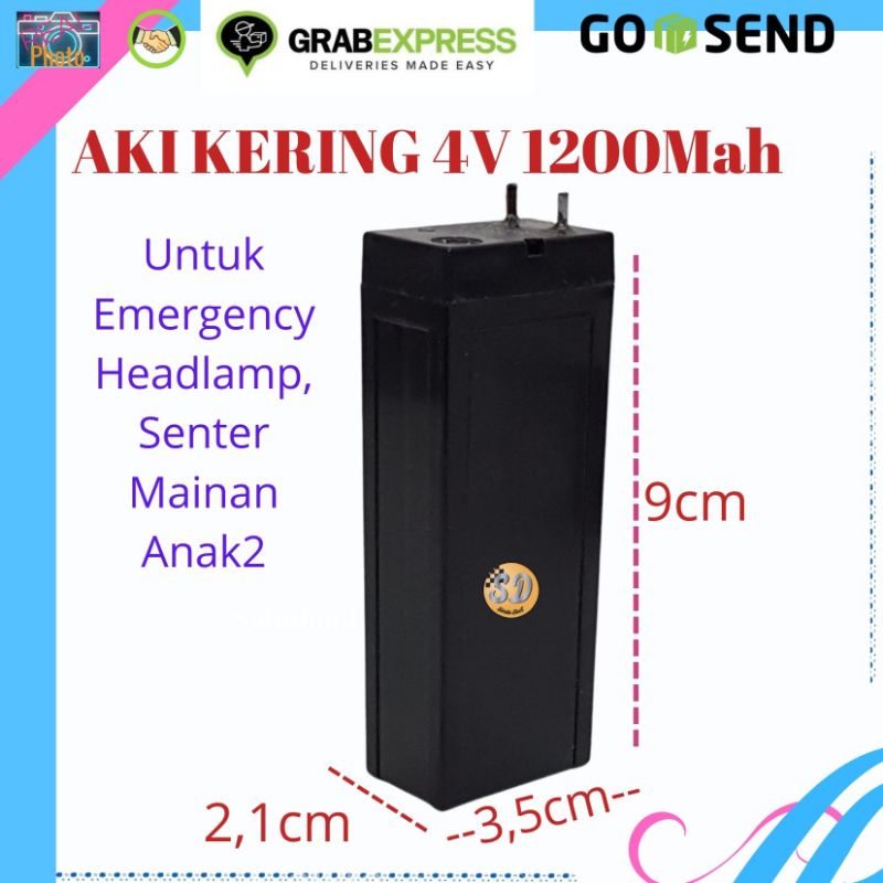 Baterai Aki kering 4 Volt 1200mah Aki kering Accu 4V 1200mah Emergency Senter