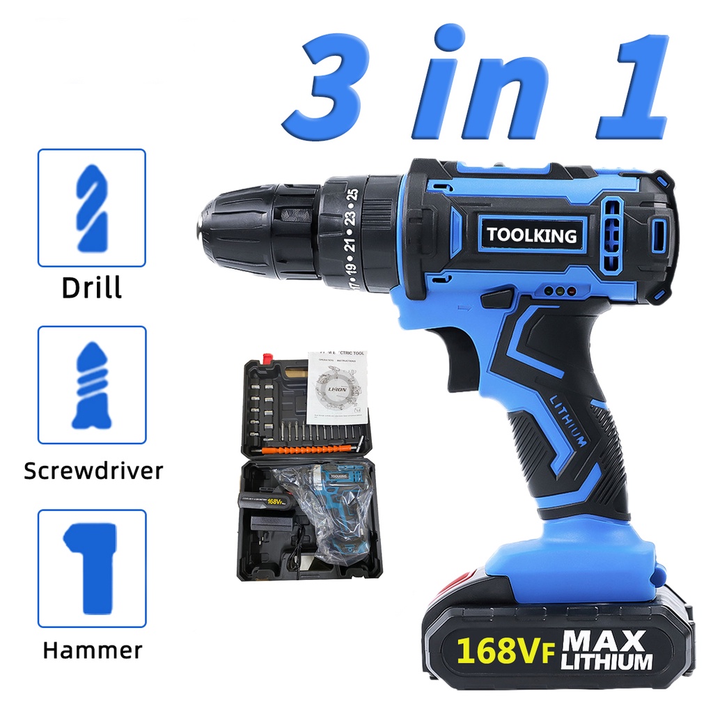 Bor baterai bor listrik dengan isi ulang baterai lithium 68V/108V Autentik Bor listrik reversibel / mesin bor baterai impact cordless drill beton tembok kayu besi