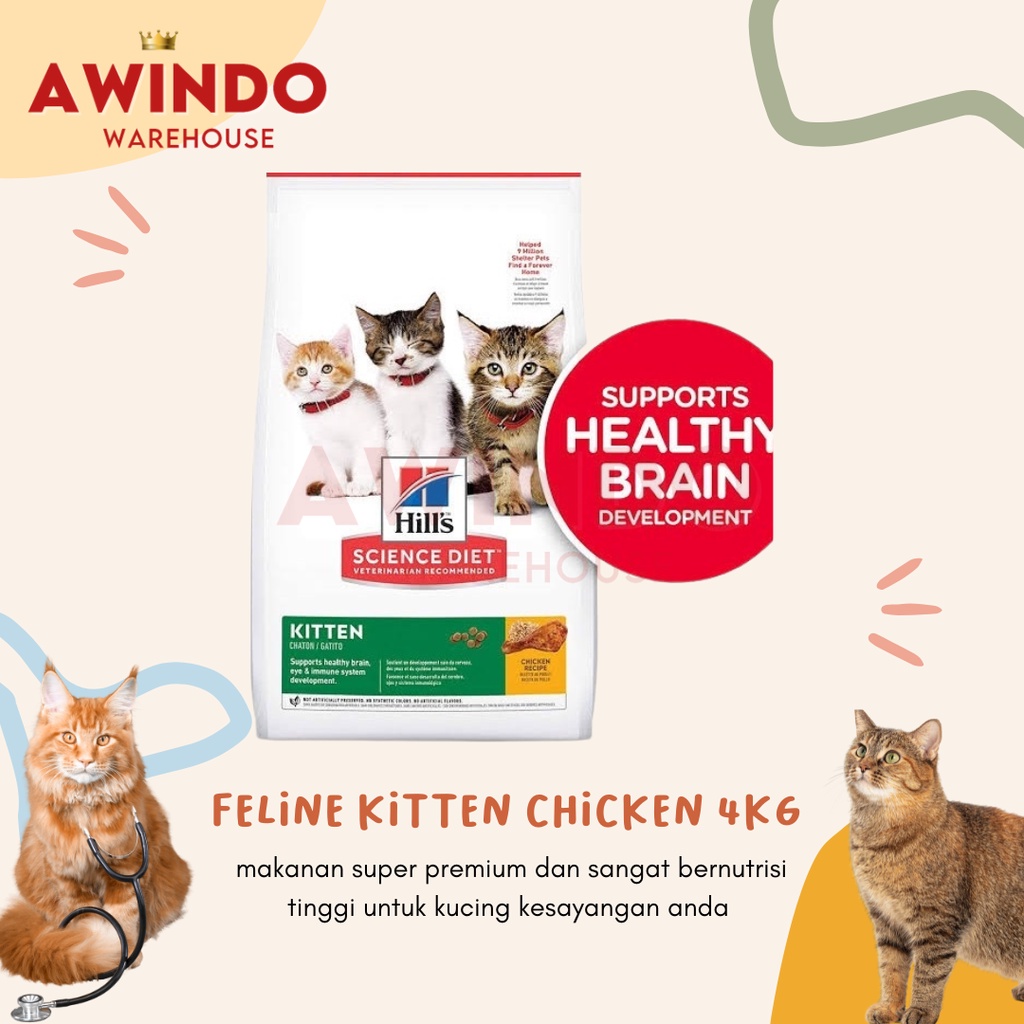 HILLS SCIENCE DIET FELINE CHICKEN KITTEN 4KG - Makanan Premium Anak Kucing Kitten Cat Food 4 Kg