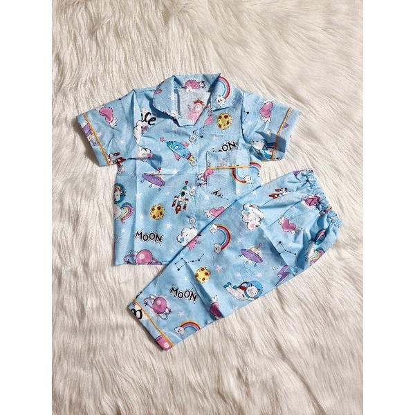 Baju Tidur Piyama Anak 1-5 Tahun Motif Karakter Lucu Kekinian Size M L XL