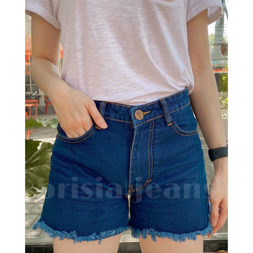 [SIZE 27-34] 2 WARNA - LISA HOTPANTS JEANS (HIGHWAIST) / Celana Pendek Jeans Rumbai Highwaist