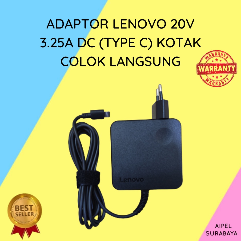 LENOVO20325CKCL | ADAPTOR LENOVO 20V 3.25A DC (TYPE C) KOTAK COLOK LANGSUNG