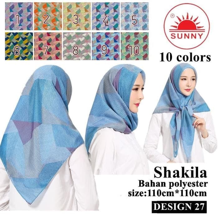 Jilbab Segi Empat Katun Motif Bunga - seri : SHAKILA - 27