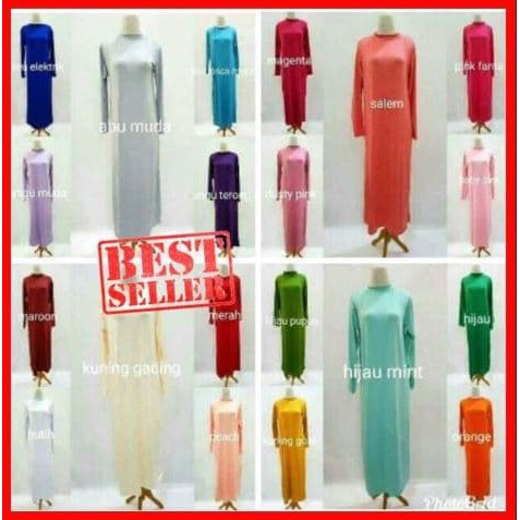 Manset Gamis Kaos Jersey Lengan Panjang Wanita Spandek - Putih