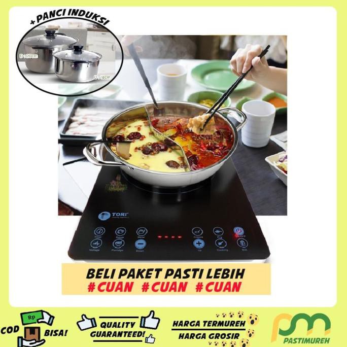 (Paket) Kompor Induksi Listrik + 2 Set Panci Induksi 18Cm 20Cm - Promo 
