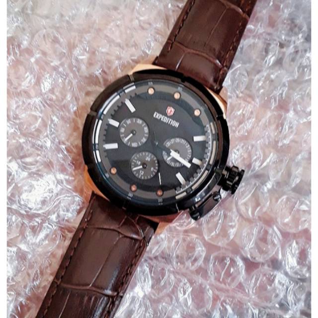 Jam Tangan Wanita Expedition E 6765 BF Black Rosegold Original