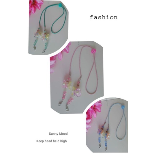 Strap Masker Hijab Tali 2in1 kelopak Bunga Bening Warna