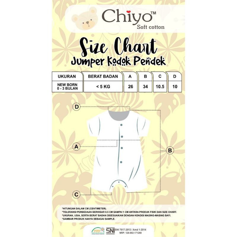 (CHIYO) Baju Kodok Pendek/ROMPER