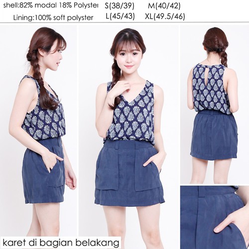 Rok Wanita Mini Maxi Flare Branded OOTD On Pocket skirt navy