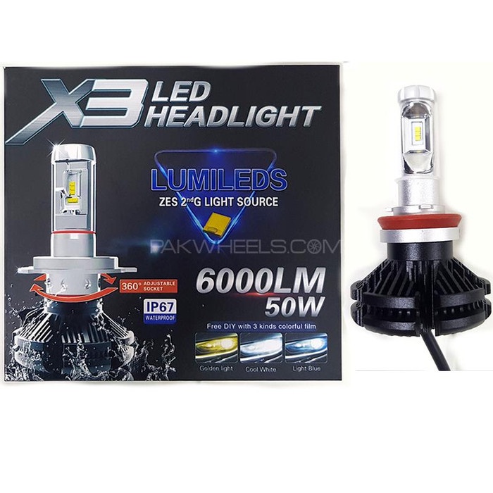 LED X3 Lampu LED Headlamp Mobil H11 3 Warna Soket H11