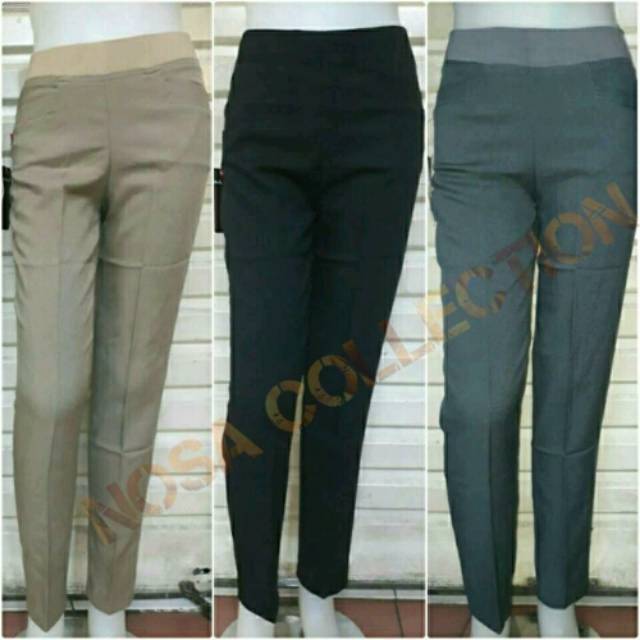 Celana Kerja Wanita Pinggang M Xxl Pinggang Gesper Kancing Celana Kantor Bahan Formal Panjang Shopee Indonesia