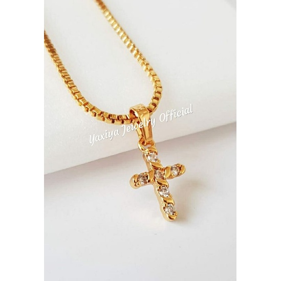 Liontin salib Motif Perhiasan replica emas yaxiya liontin salib liontin rohani