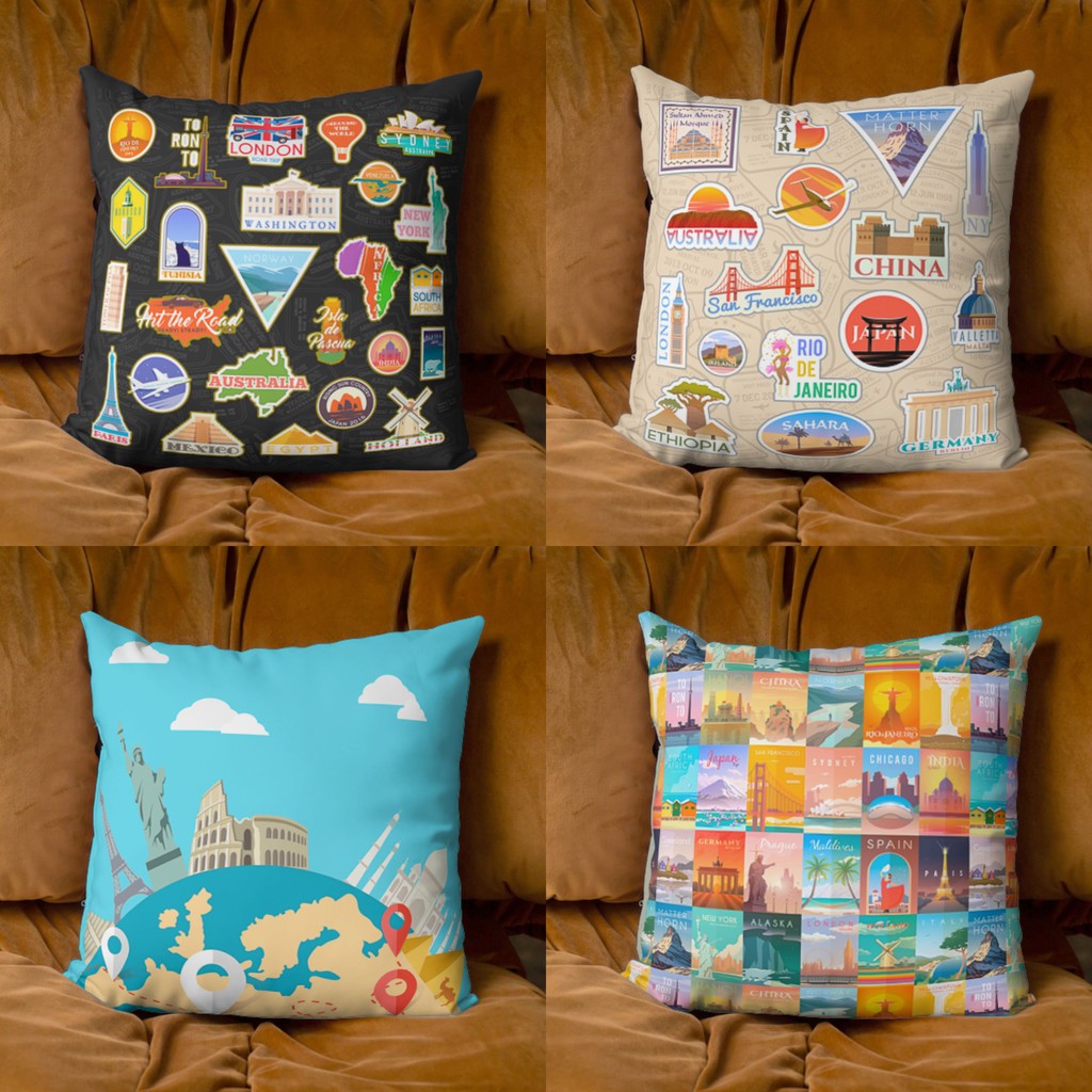 BANTAL SOFA PRINT MOTIF TRAVEL AROUND THE WORLD 40X40 CM