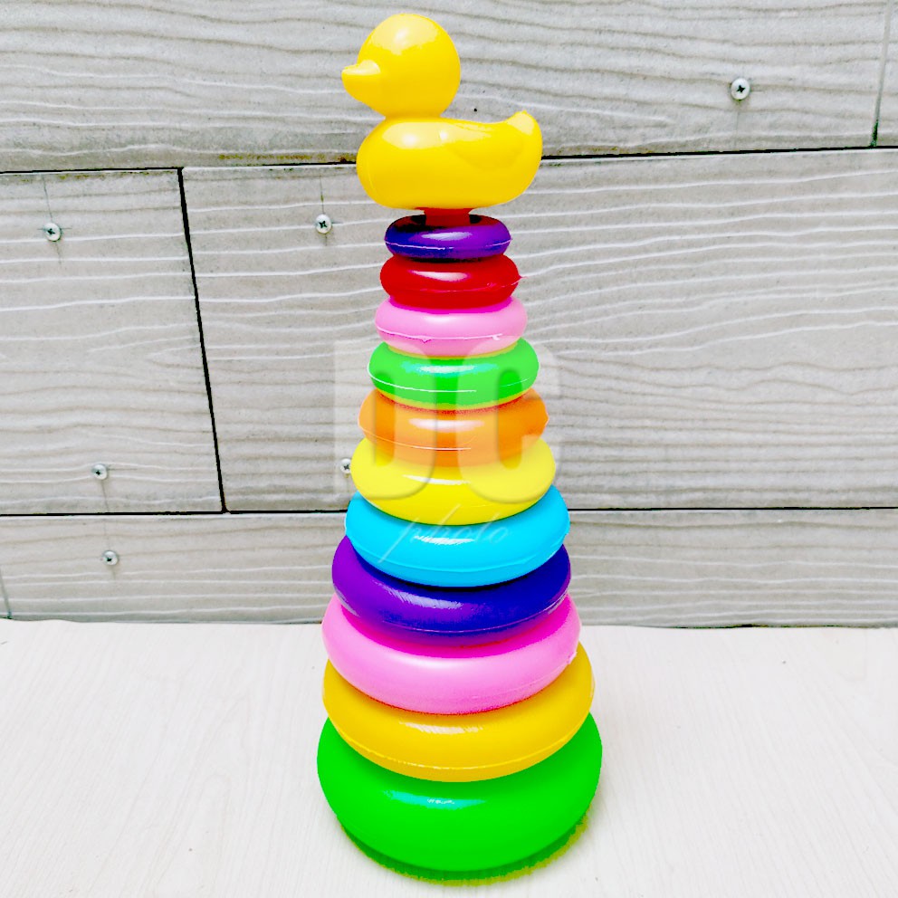 Donat Susun Bebek 10 Ring Mainan Edukasi Puzzle Susun Rainbow