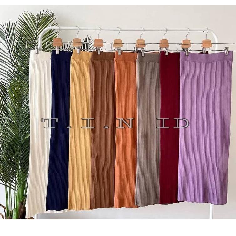 Bagus Dipakai.. Rok rajut span premium Import Long pensil rib knit skirt